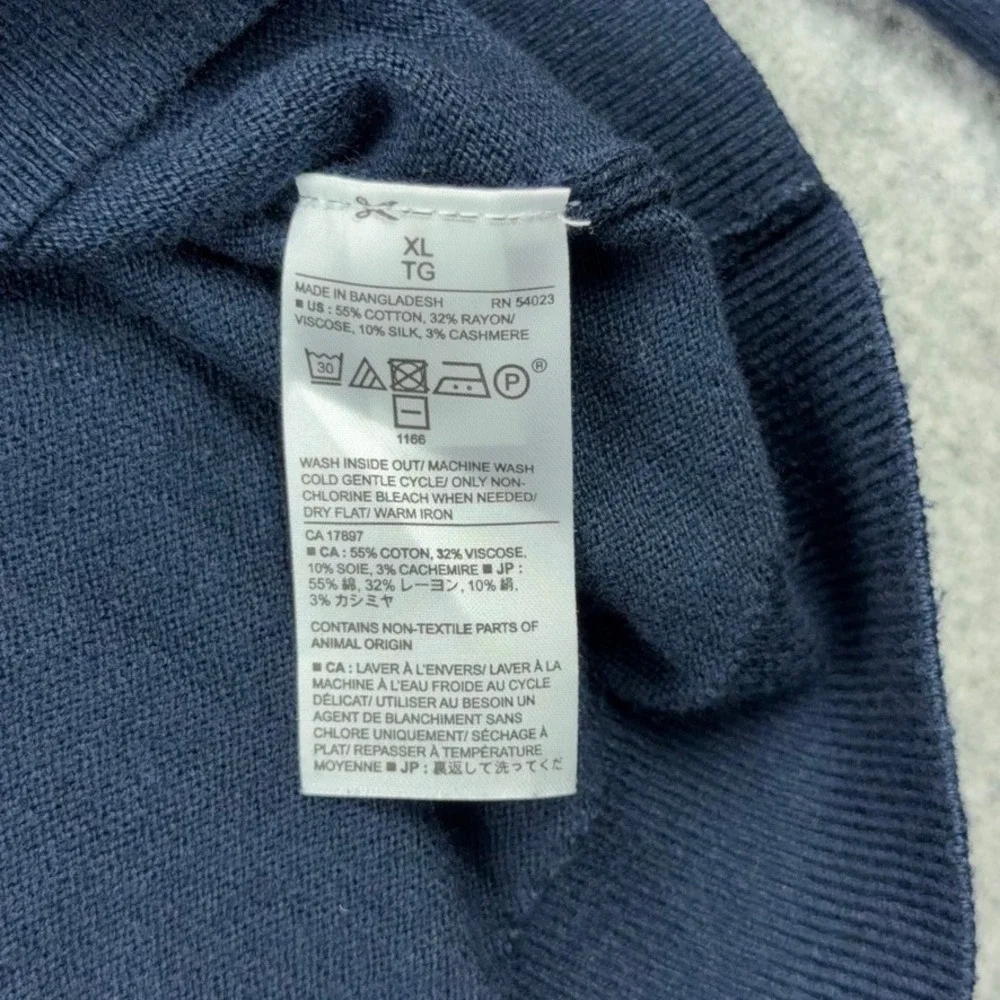 Banana‎ Republic Sweater Mens XL Blue Premium Luxe Yarn Silk Cashmere Crewneck